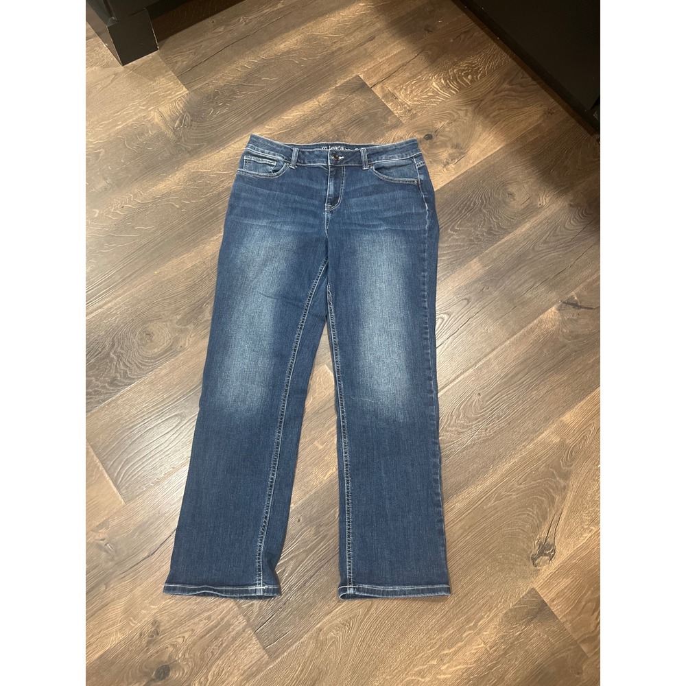 Maurices M Jeans Womens 12 Short Mid Rise Straight Leg Dark Wash Blue Denim
